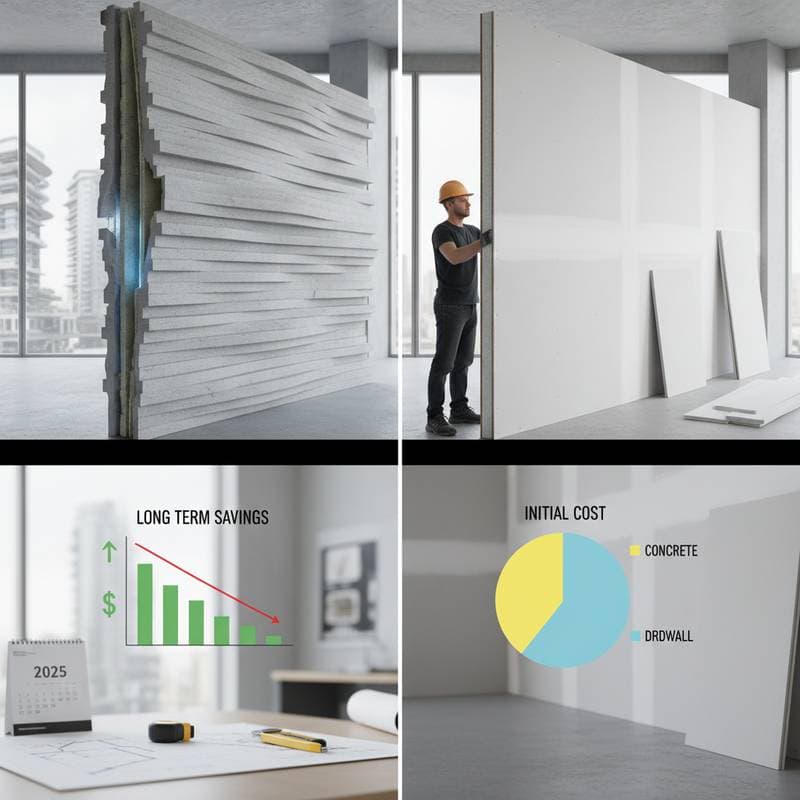 Image for 3D Concrete Walls vs Drywall: Which Saves Money Long Term