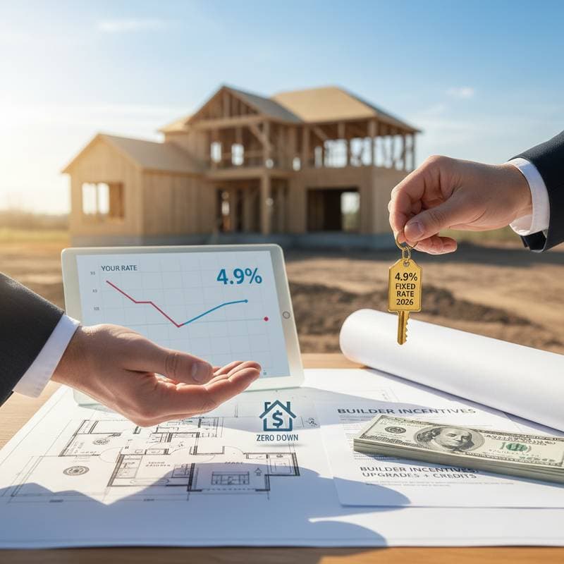 Image for Zero-Down Builder Loans Lock 4.9% Rates Early