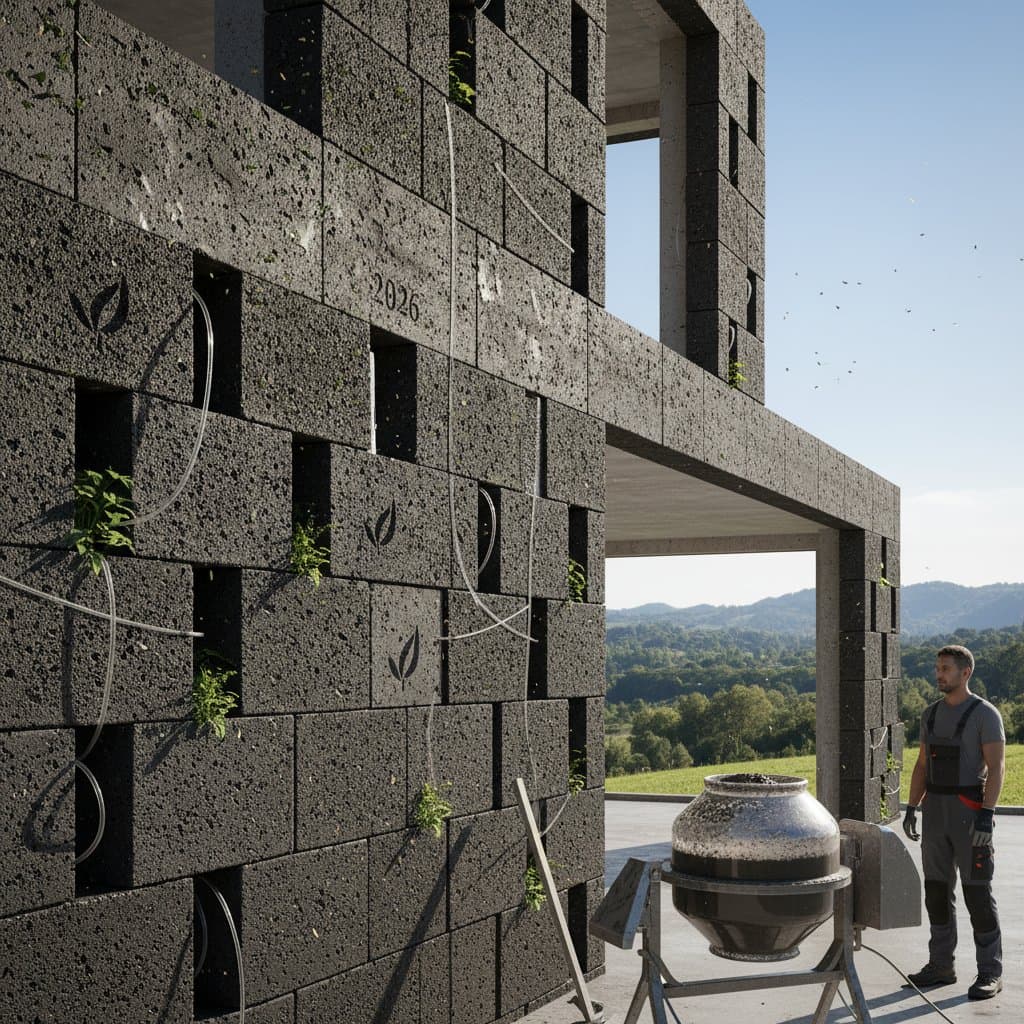 Featured image for Biochar Concrete Traps Carbon to Build Greener Homes
